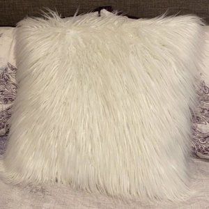 Ivory Faux Fur Throw Pillow 20" X 20"